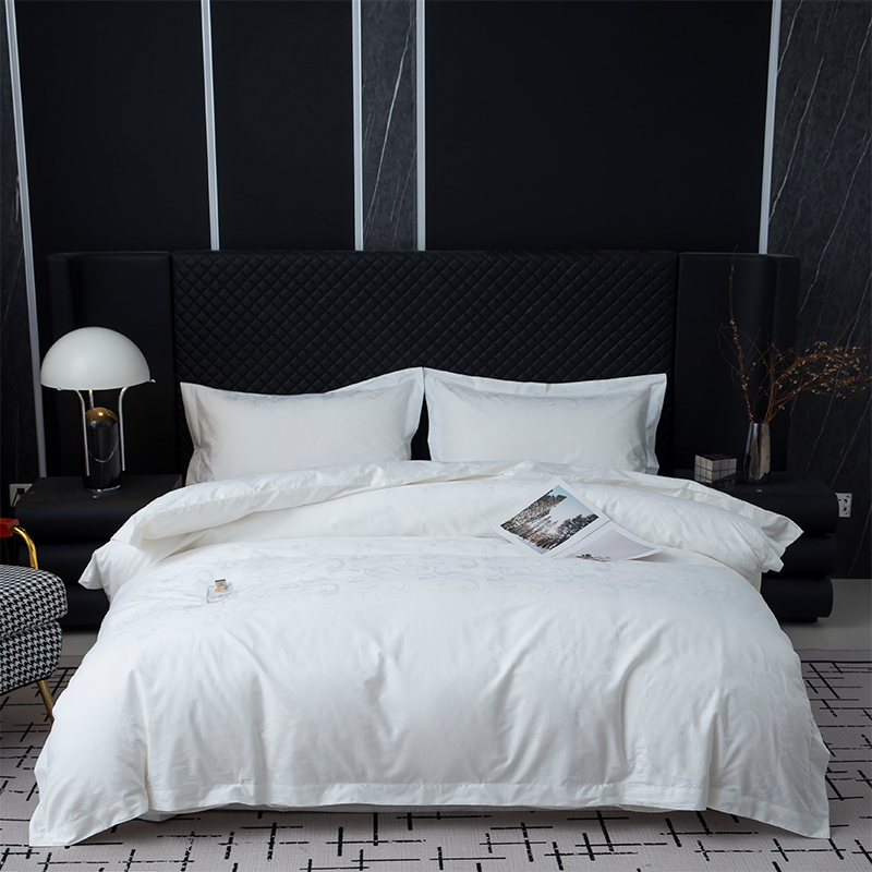 Yeni Jakarlı %100 Pamuk Saten Beyaz Otel Keten Yatak Odası Nevresim Takımı