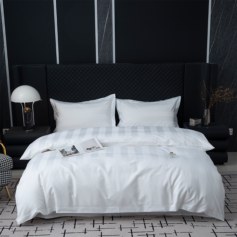 7cm Saten Şerit Düz Beyaz 750TC Beş Yıldızlı Otel Nevresim Takımı için% 100 Pamuk